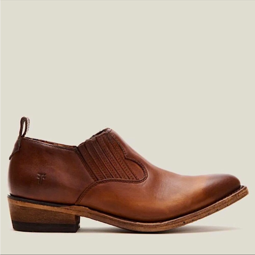 $369 Frye Billy Shootie Cognac Leather Southwestern Casual Pointed Ankle Booties - Picture 3 of 16
